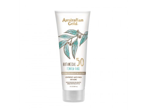 AUSTRALIAN GOLD Botanical Tinted Face Medium-Tan SPF50, atspalvį suteikiantis apsauginis veido kremas, 88ml